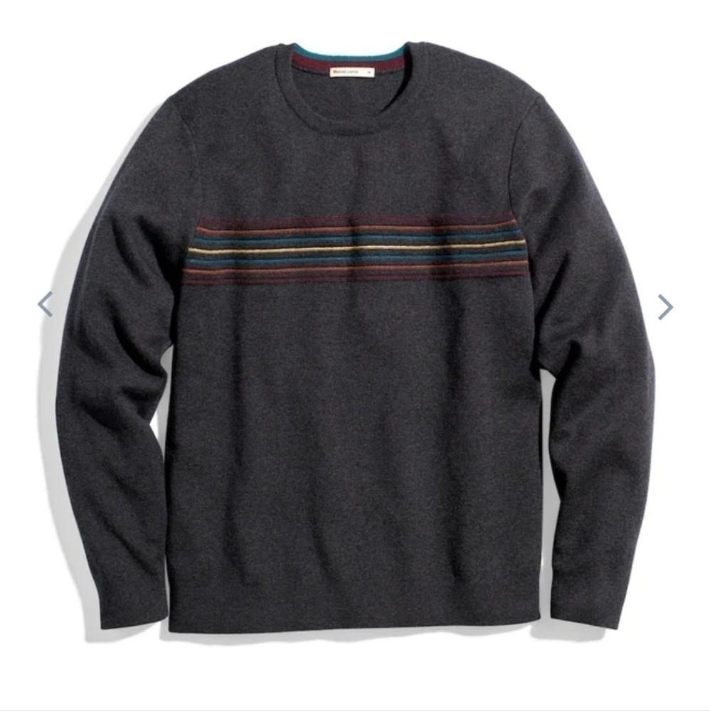Marine layer Morrison Crewneck Sweater in Charcoal Heather